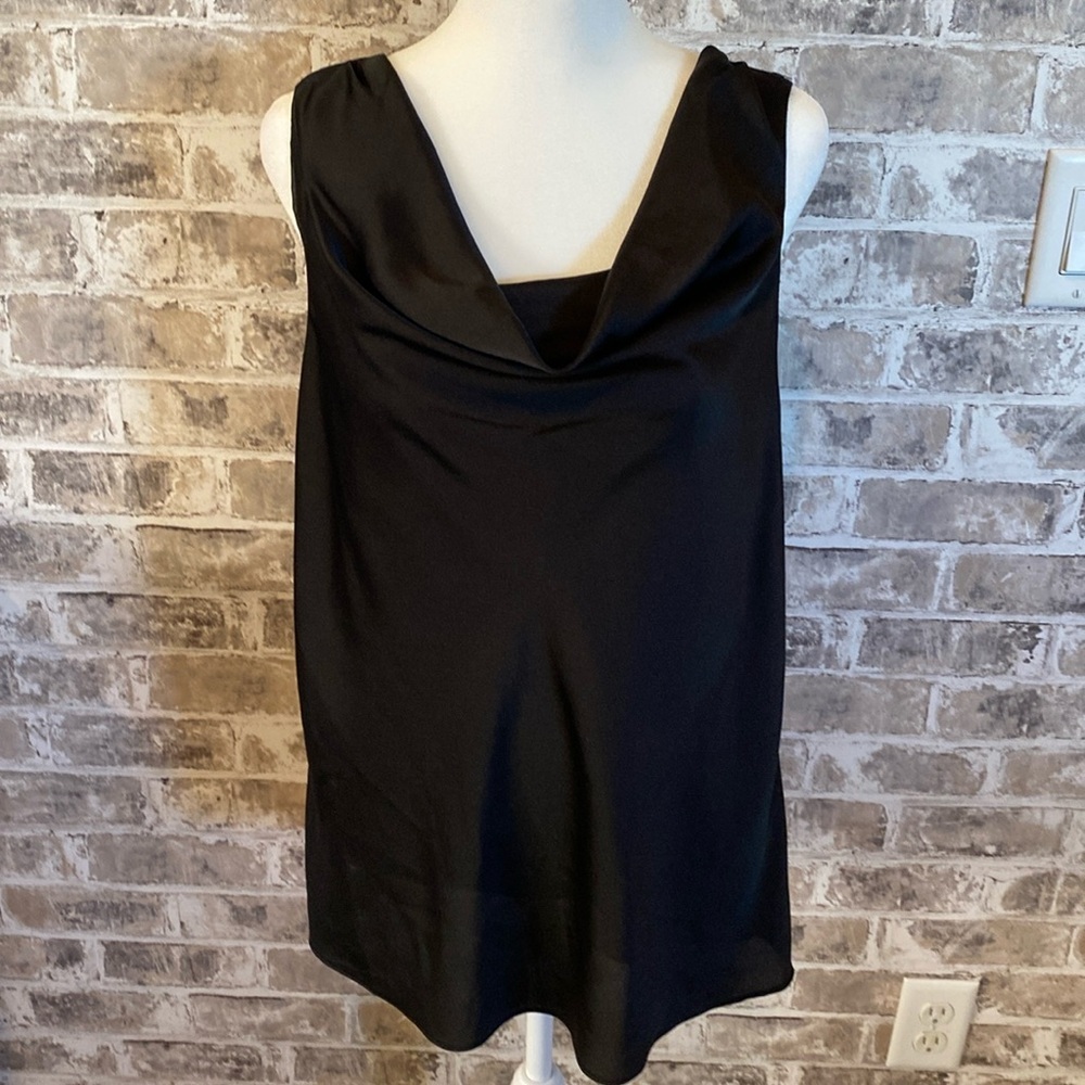 INC International Concepts sleeveless cowl neck black blouse. Size L.